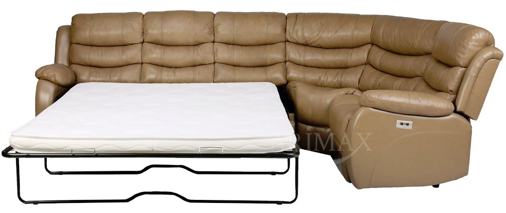 Угловой диван правый Г BLN- Брюс (кожа,кремовый)