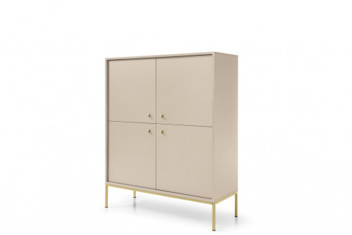 Комод высокий Perfect Home Моно/Mono 4-дверный,золотые ножки MK104 Беж песочный