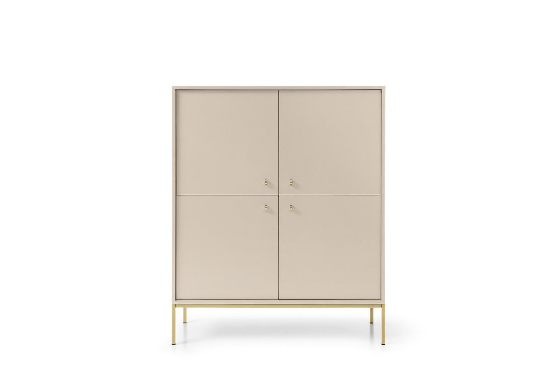 Комод высокий Perfect Home Моно/Mono 4-дверный,золотые ножки MK104 Беж песочный