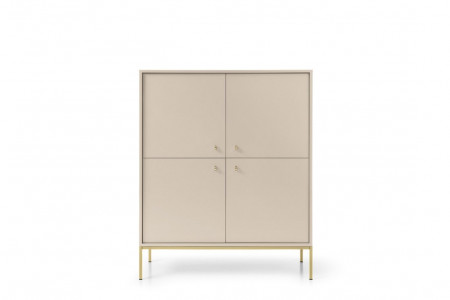Комод высокий Perfect Home Моно/Mono 4-дверный,золотые ножки MK104 Беж песочный