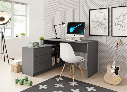 Стол офисный письменный Perfect Home Тео / Teo 3S/138 с 3 ящиками Графит