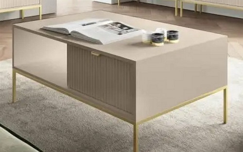 Стол журнальный Perfect Home Nova с 2 ящиками и золотыми ножками L104 Кашемир