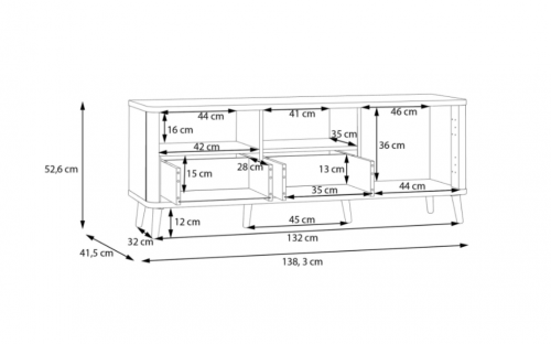 Тумба TV Forte FIXSMILE FXST121 R 138 см, дуб Маувелла