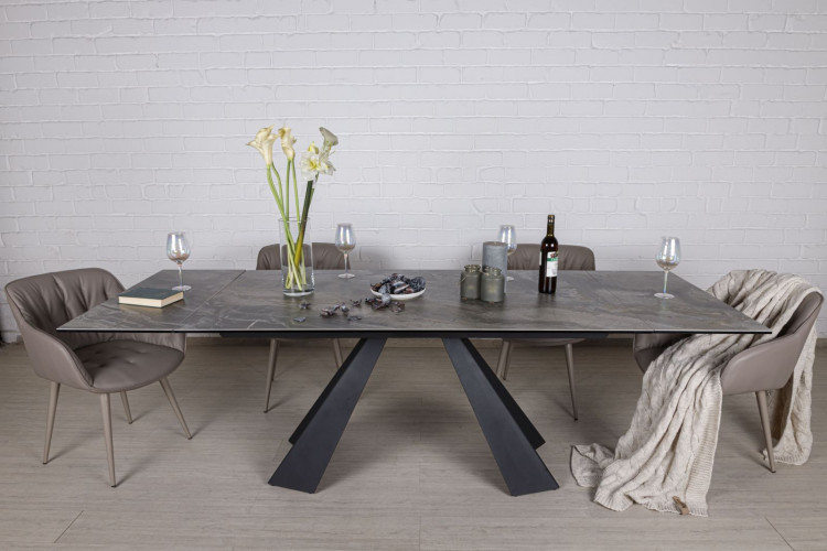 Стол обеденный модерн NL- DELTA (керамика серый) 