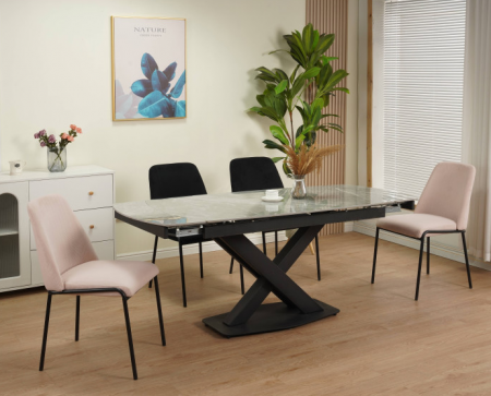 Стол обеденный Prime TC EVRO- Lion Matt Grey Glossy Ceramics Глянцева Кераміка DT-2306S 140-180*80