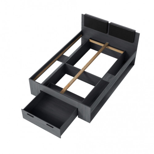 Кровать двуспальная с ящиками для хранения Helvetia GALAXY (карбоновый дуб)