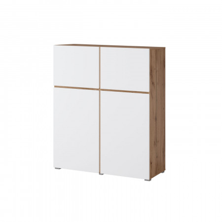 Комод высокий  на 4 двери Helvetia CROSS 24N9MY76 (дуб вотан/белый)