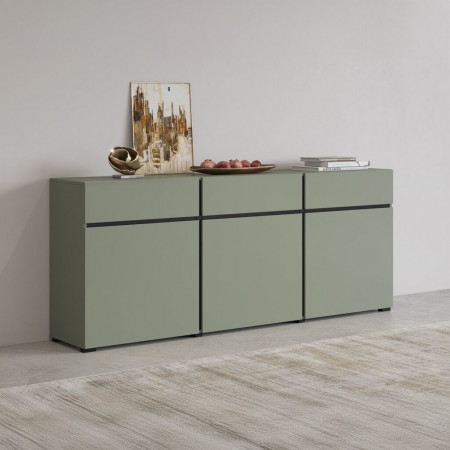 Комод на 3 двери и 3 ящика Helvetia CROSS 24GWMY43 (дымчатый зеленый -черный)