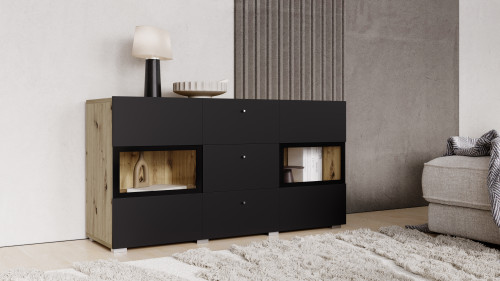 Комплект в гостиную Helvetia BAROS (дуб артизан/черный)