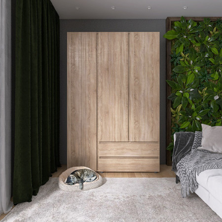 Шкаф распашной на 3 двери и 2 шухляды EVR- Лайт ШЛ-3 дуб Сонома