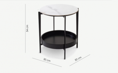 Стол кофейный CRV- Serda, Lilac ice top black base (белый)