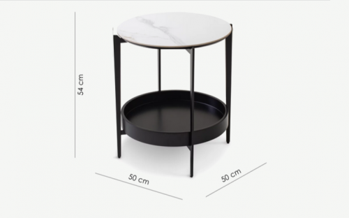 Стол кофейный CRV- Serda, Lilac ice top black base (белый)