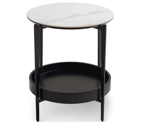 Стол кофейный CRV- Serda, Lilac ice top black base (белый)