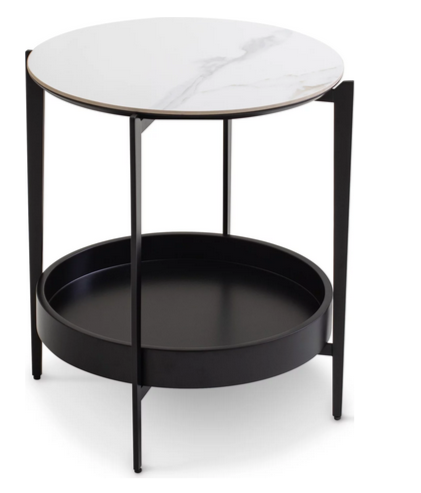 Стол кофейный CRV- Serda, Lilac ice top black base (белый)