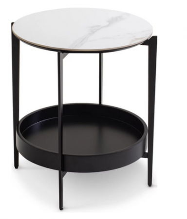 Стол кофейный CRV- Serda, Lilac ice top black base (белый)