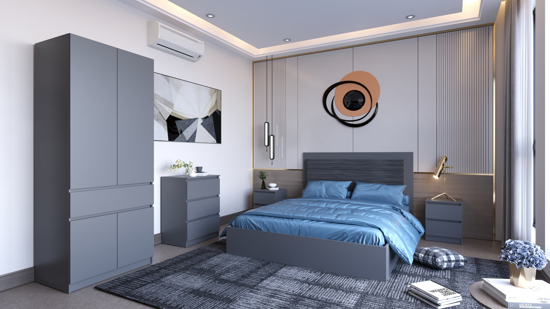 Кровать двуспальная без ДСП вклада ViA- Таун ТЛ-14