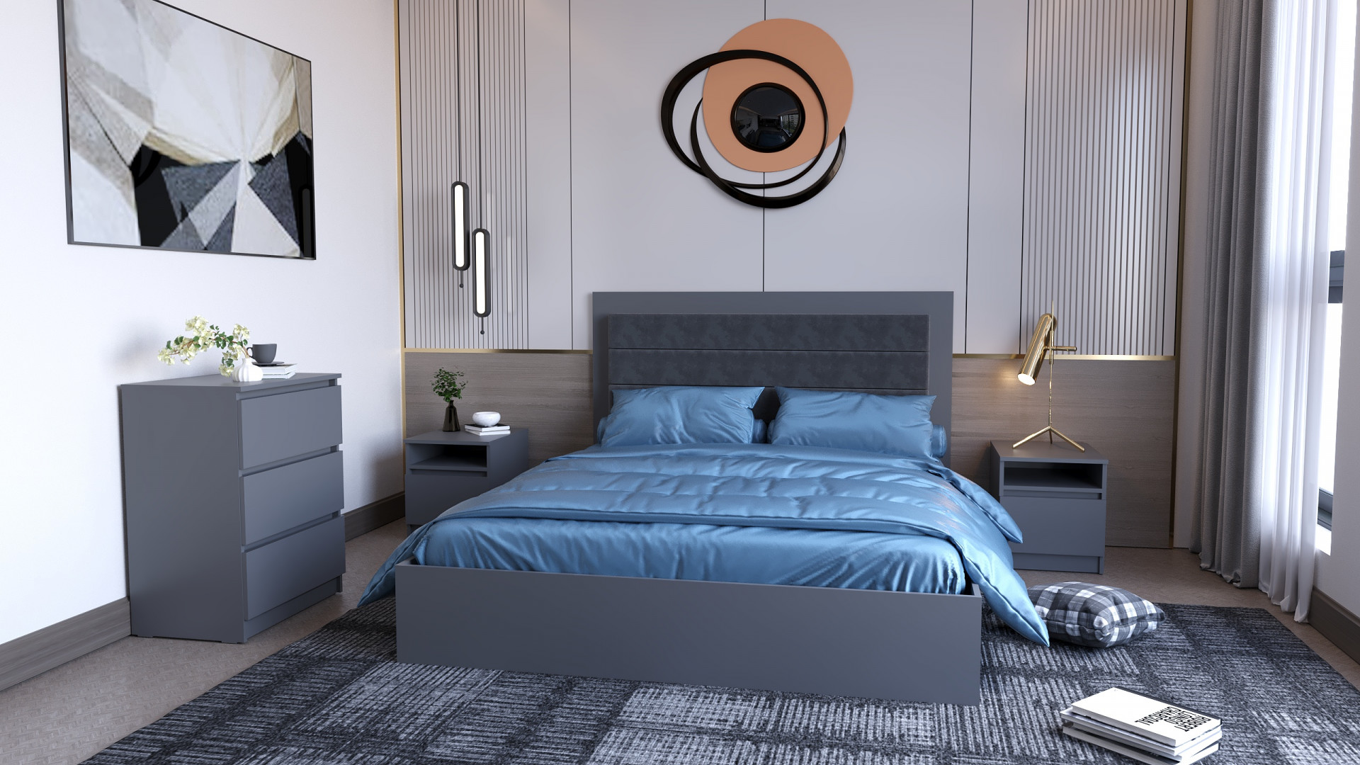 Кровать двуспальная без ДСП вклада ViA- Таун ТЛ-14