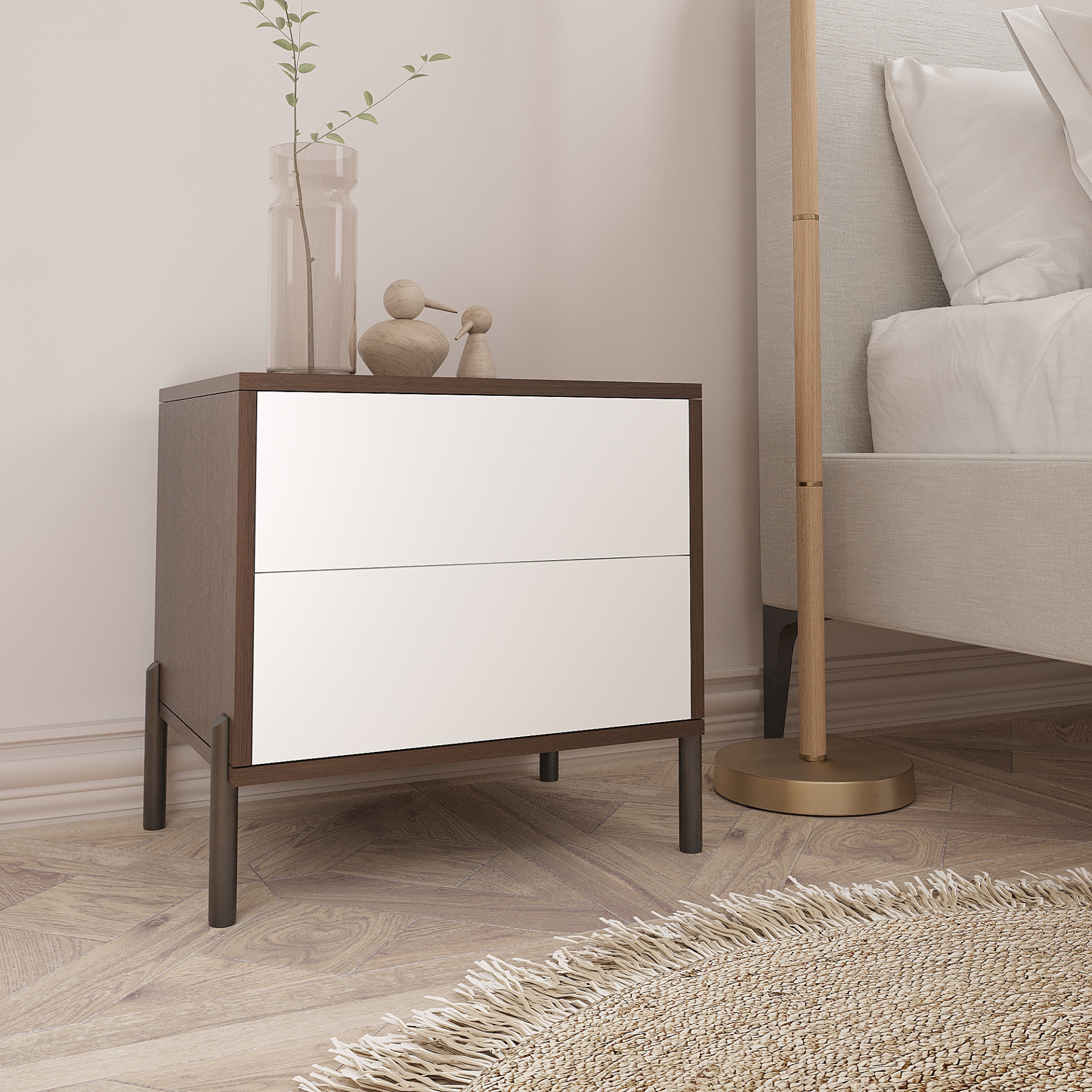 Тумба прикроватная 50х50х40 см KOD- ТУ-Норди (белый фасад)