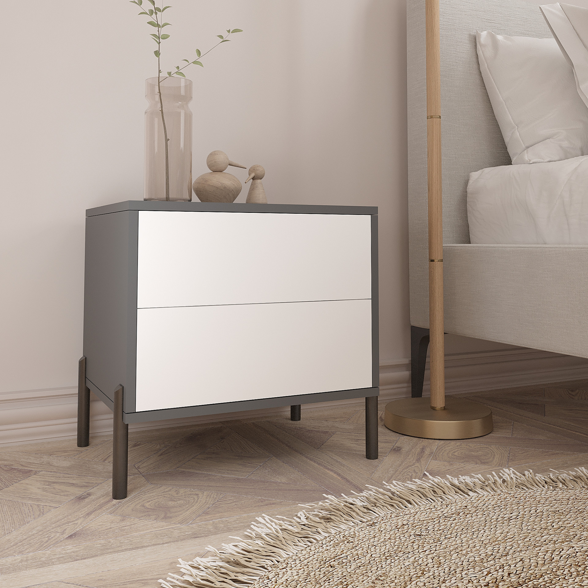 Тумба прикроватная 50х50х40 см KOD- ТУ-Норди (белый фасад)