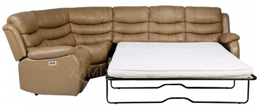 Угловой диван левый L BLN- Брюс (кожа,кремовый)