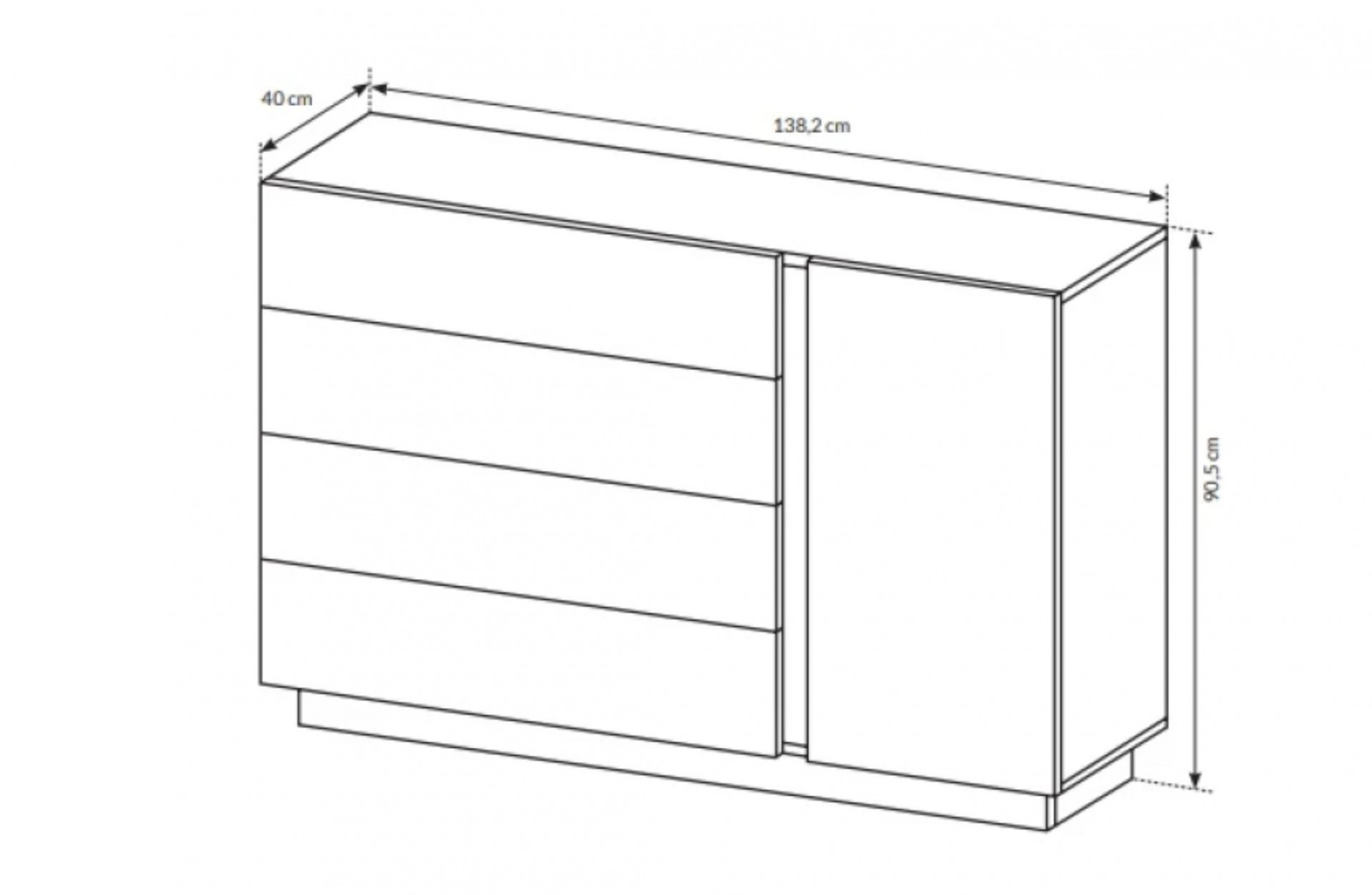 Комод Perfect Home Arco (Marco) 1D4S/138  белый глянец/дуб грандсон