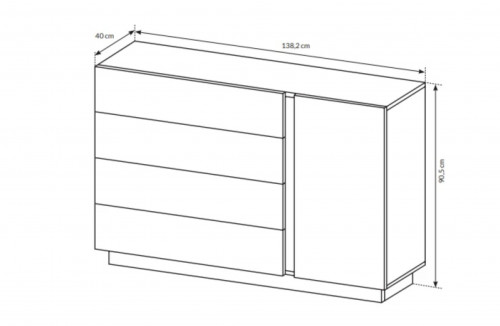 Комод Perfect Home Arco (Marco) 1D4S/138  белый глянец/дуб грандсон