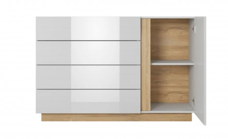 Комод Perfect Home Arco (Marco) 1D4S/138  белый глянец/дуб грандсон