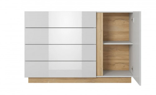 Комод Perfect Home Arco (Marco) 1D4S/138  белый глянец/дуб грандсон