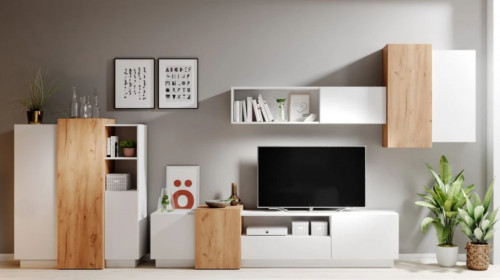 Стенка Perfect Home 3Д / 3D C Белый/дуб золотой крафт