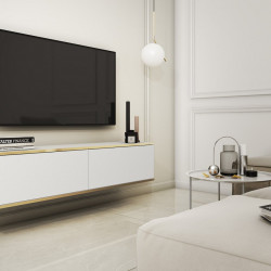 Тумба под ТВ навесная Perfect Home Оро / Oro RTV135 2-дверная Белый