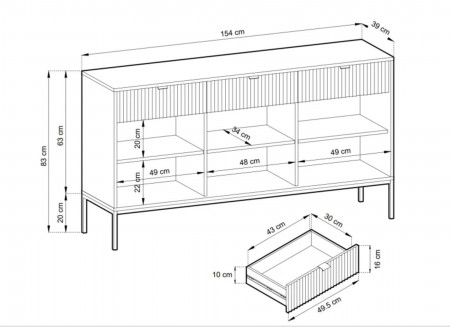 Комод Perfect Home Nova 3-дверный с 3 ящиками и золотыми ножками KSZ154 Кашемир