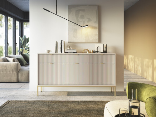 Комод Perfect Home Nova 3-дверный с 3 ящиками и золотыми ножками KSZ154 Кашемир
