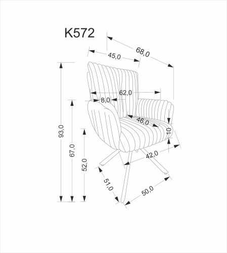 Стул обеденный поворотный HALMAR K-572 (кремовый/черный)