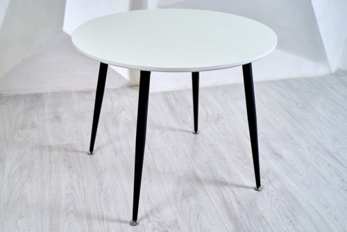 Стол круглый кухонный (дерево, МДФ, HPL) Ont- Лоренцо Белый