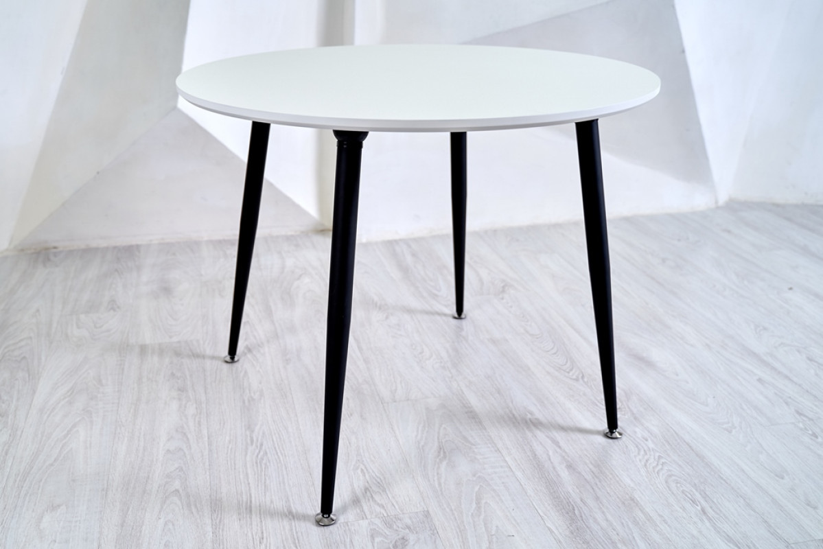 Стол круглый кухонный (дерево, МДФ, HPL) Ont- Лоренцо Белый