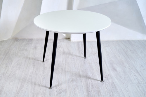 Стол круглый кухонный (дерево, МДФ, HPL) Ont- Лоренцо Белый