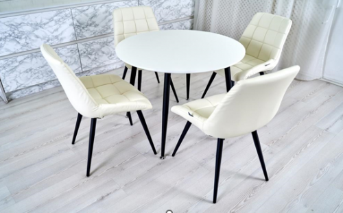 Стол круглый кухонный (дерево, МДФ, HPL) Ont- Лоренцо Белый