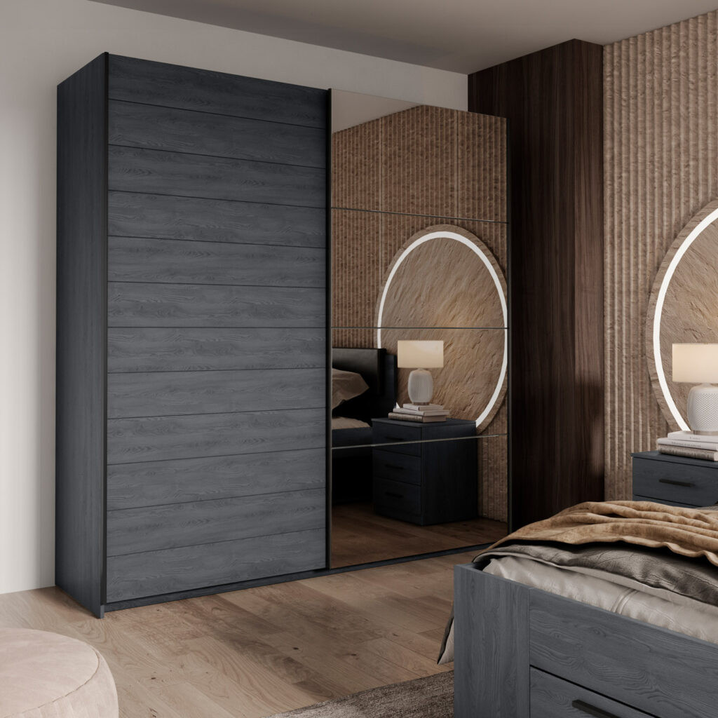 Шкаф-купе с зеркалом Helvetia 24CBEA67 GALAXY (карбоновый дуб)