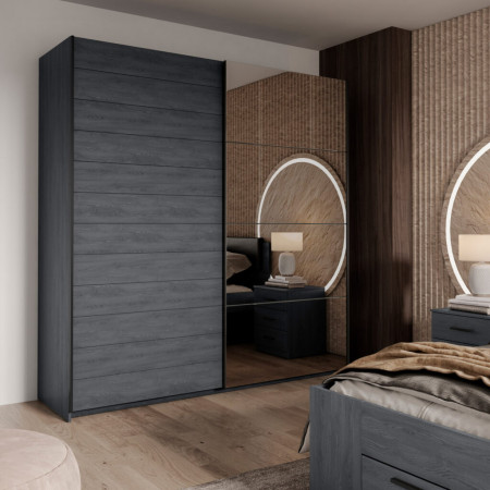 Шкаф-купе с зеркалом Helvetia 24CBEA67 GALAXY (карбоновый дуб)