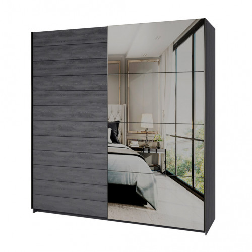 Шкаф-купе с зеркалом Helvetia 24CBEA67 GALAXY (карбоновый дуб)