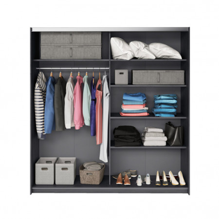 Шкаф-купе с зеркалом Helvetia 24CBEA67 GALAXY (карбоновый дуб)