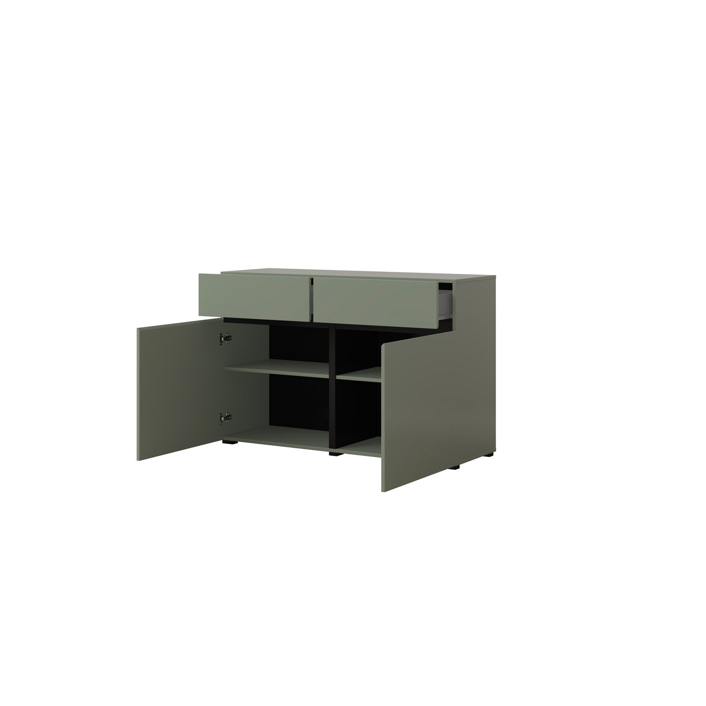 Комод на 2 двери и 2 ящика Helvetia CROSS 24GWMY45 (дымчатый зеленый- черный)