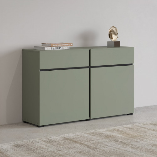 Комод на 2 двери и 2 ящика Helvetia CROSS 24GWMY45 (дымчатый зеленый- черный)