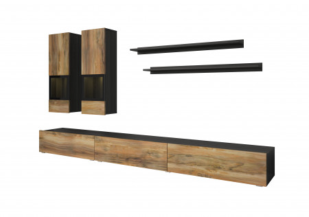 Стенка в гостиную Helvetia BAROS 24Z6BM10 (сатиновый нуссбаум/черный)