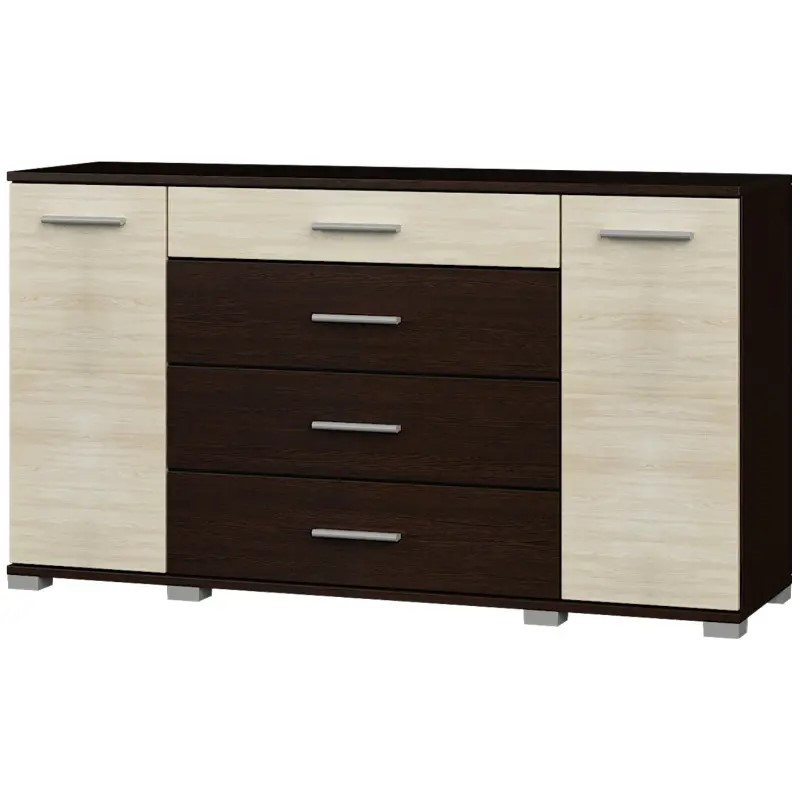 Большой комод EVR- Бриз К-6 венге + фасад дуб молочный