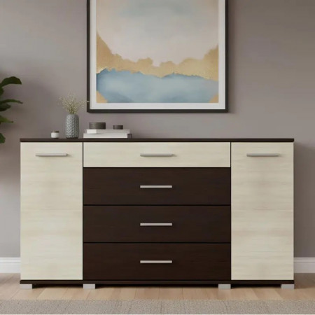 Большой комод EVR- Бриз К-6 венге + фасад дуб молочный