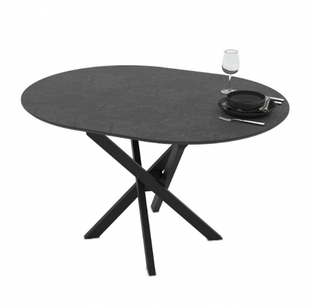 Стол 95/125х95 см Art-Deco EXM- RUTA темно-серый с фактурой матовый МДФ+HPL   