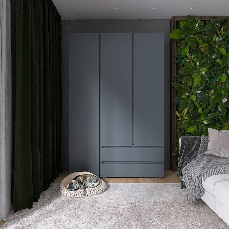 Шкаф распашной на 3 двери и 2 шухляды EVR- Лайт ШЛ-3 графит