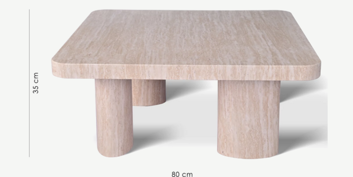 Стол кофейный CRV- Juan, Travertine top and base 80 см