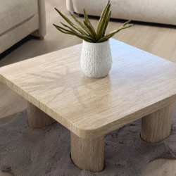 Стол кофейный CRV- Juan, Travertine top and base 80 см